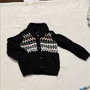 Black Fair Isle Shawl Collar Cardigan